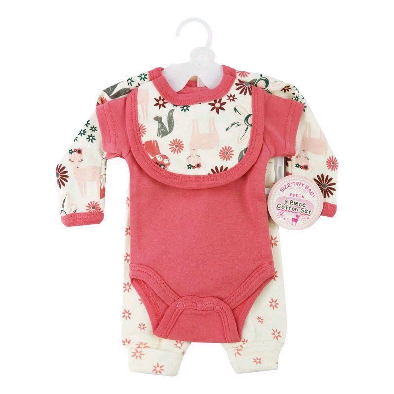 Floral Print 5 Piece Gift Set for Premature Baby Girls Tiny Baby Size