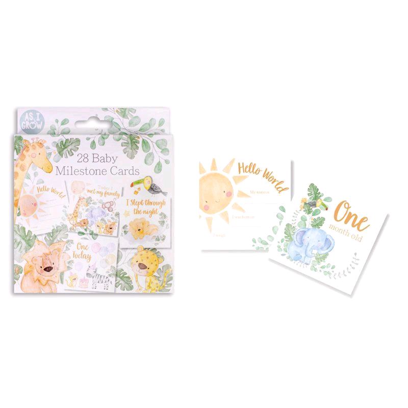 28 Pack Safari Themed Baby Milestone Cards