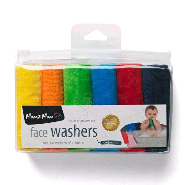 Mum2Mum Face Wash Cloths - Pack of 6, Bright Colours