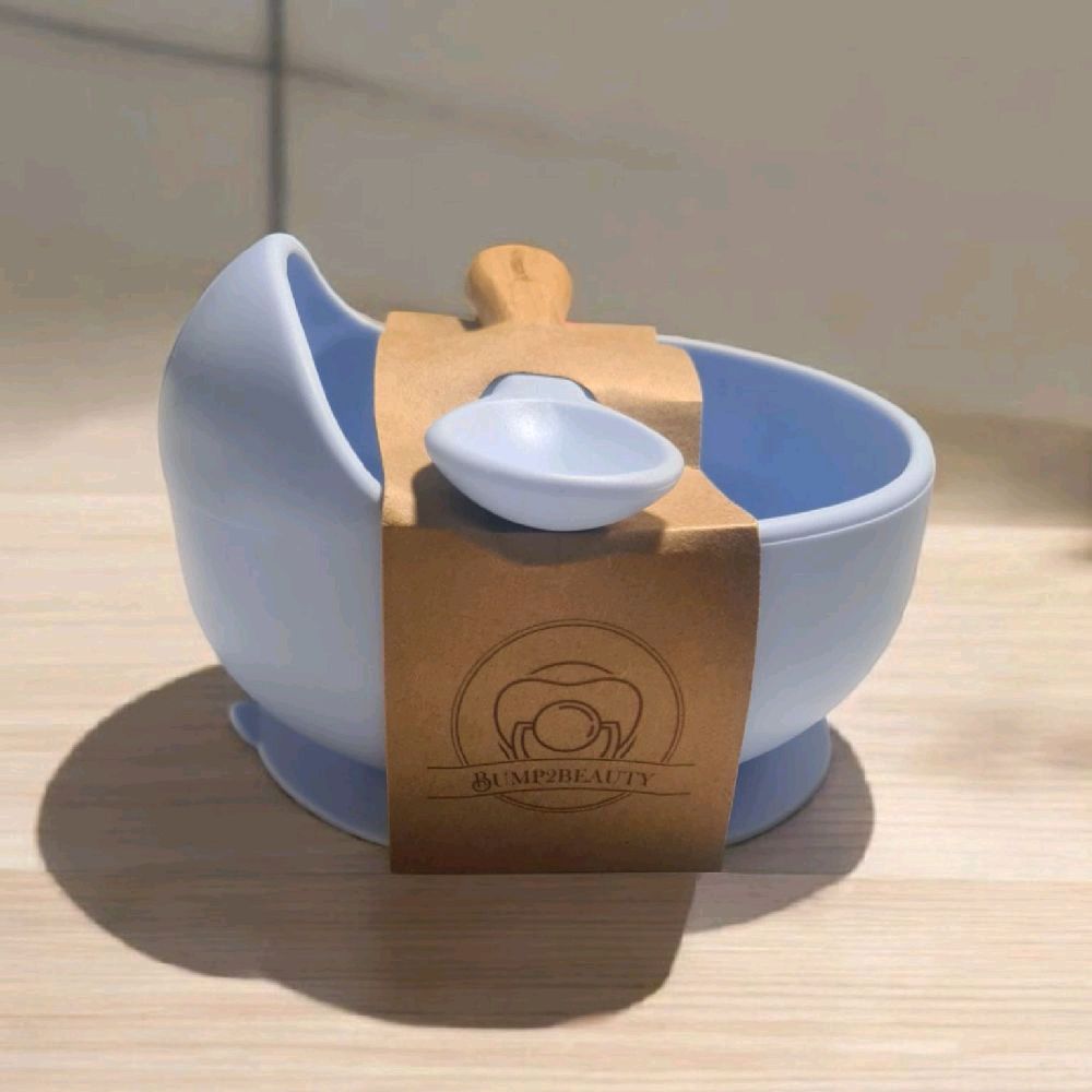 Bump2Beauty Blue Silicone Feeding Bowl & Spoon Set