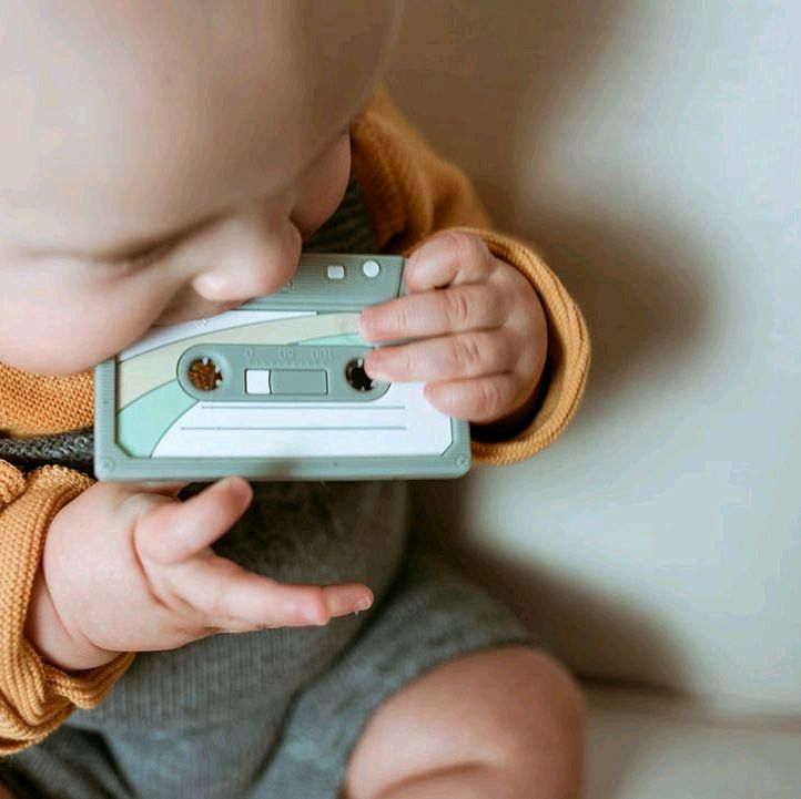Gummy Chic Novelty Green Cassette Tape Silicone Teether for Babies