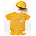 Baby Boys Waffle Top, Short & Bucket Hat Outfit