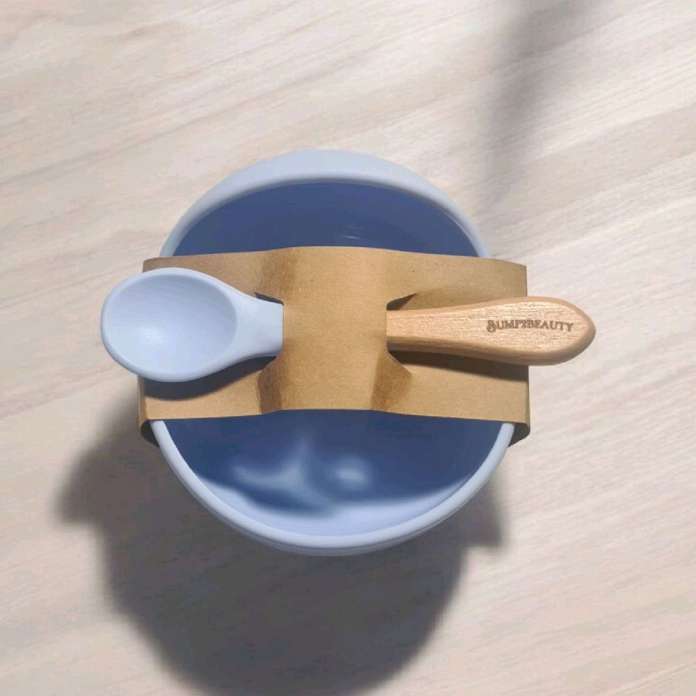Bump2Beauty Blue Silicone Feeding Bowl & Spoon Set