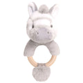 Keeleco ultra soft 12cm baby zebra wooden ring rattle