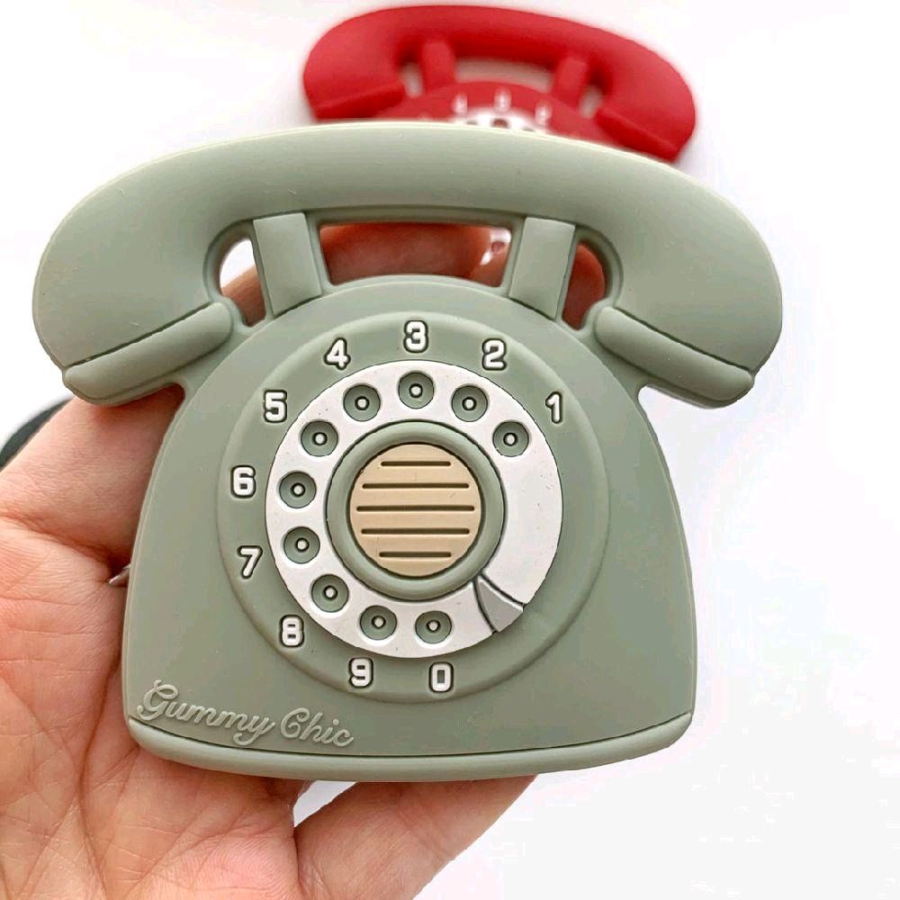 Gummy Chic Novelty Rotary Dial Phone Silicone Teether - Baby Sensory Toy