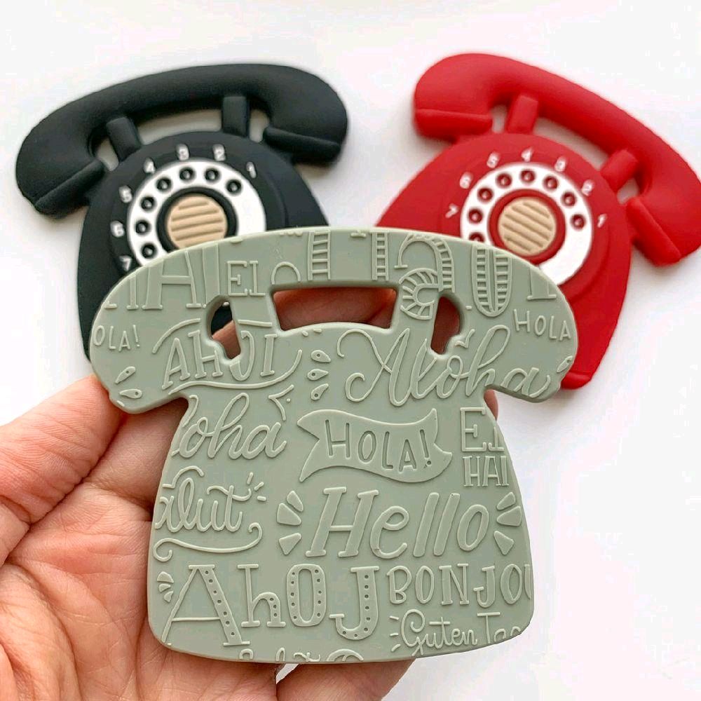Gummy Chic Novelty Rotary Dial Phone Silicone Teether - Baby Sensory Toy