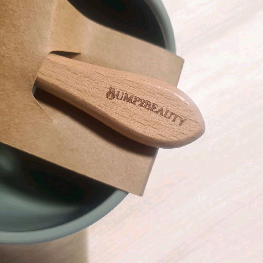 Bump2Beauty Sage Green Silicone Feeding Bowl & Spoon Set