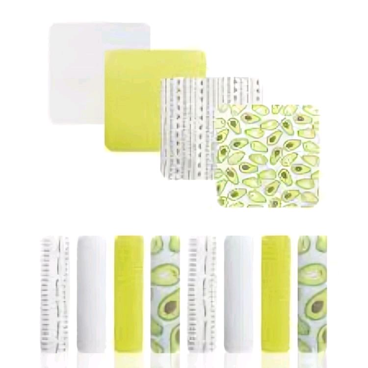 8 Pack Ultra Soft Avocado Print Baby Wash Cloths - Modern Design