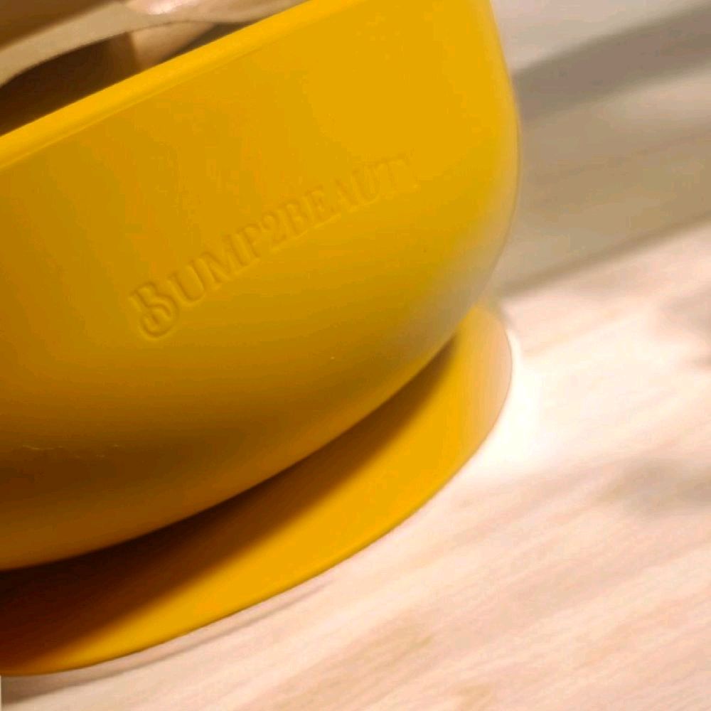 Bump2Beauty Mustard Silicone Feeding Bowl & Spoon Set