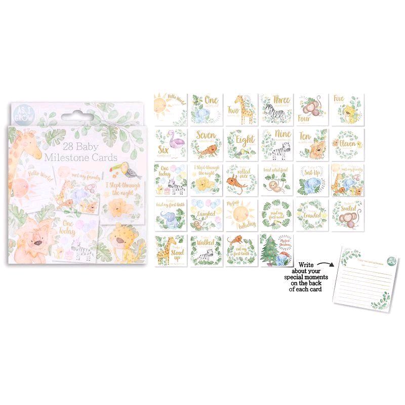 28 Pack Safari Themed Baby Milestone Cards