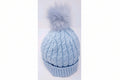 Baby Cable Knit Fur Pom Hat in Sky Blue Color 0-6 Months
