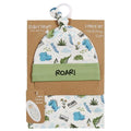 Dinosaur Print Hat & Swaddle Wrap Set for 0-6 Months