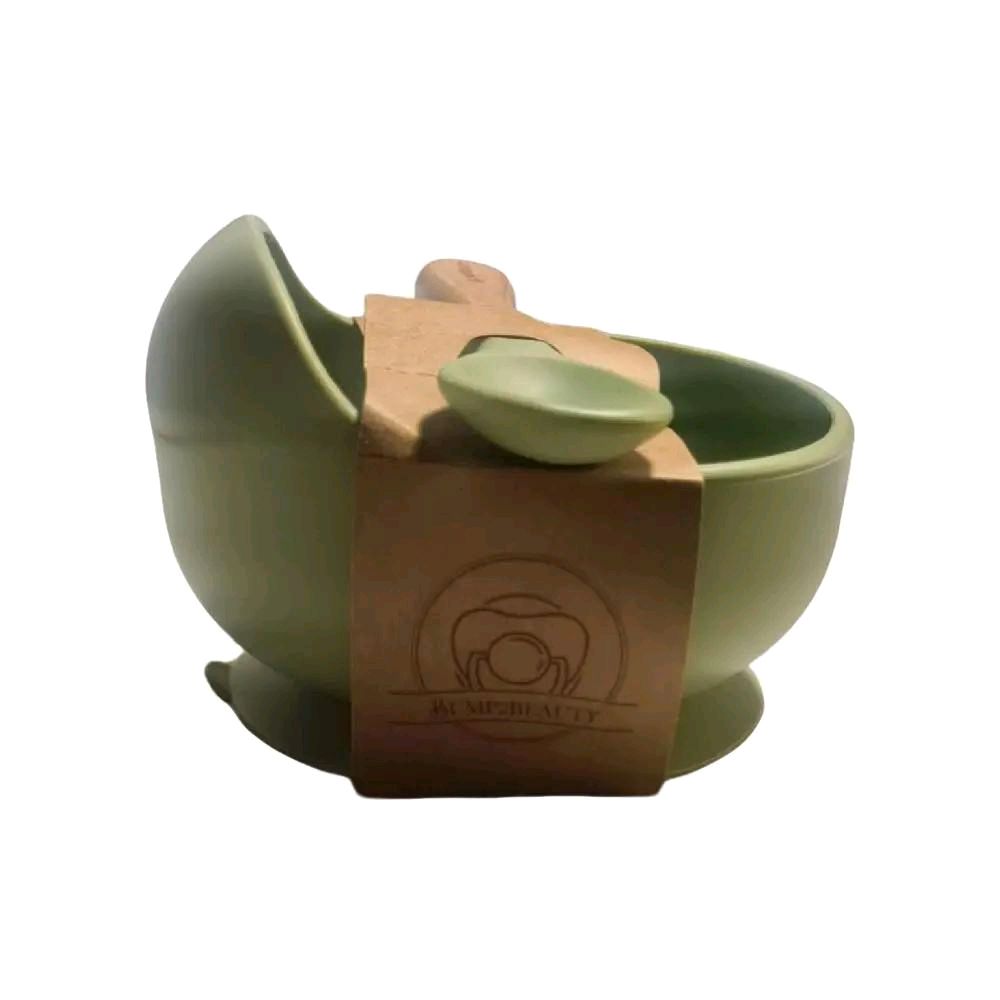 Bump2Beauty Forest Green Silicone Feeding Bowl & Spoon Set