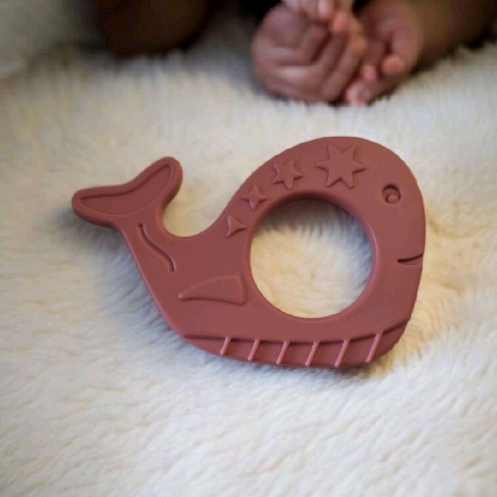 Bump2Beauty Rose Pink Whale Shaped Sensory Silicone Teether for Babies